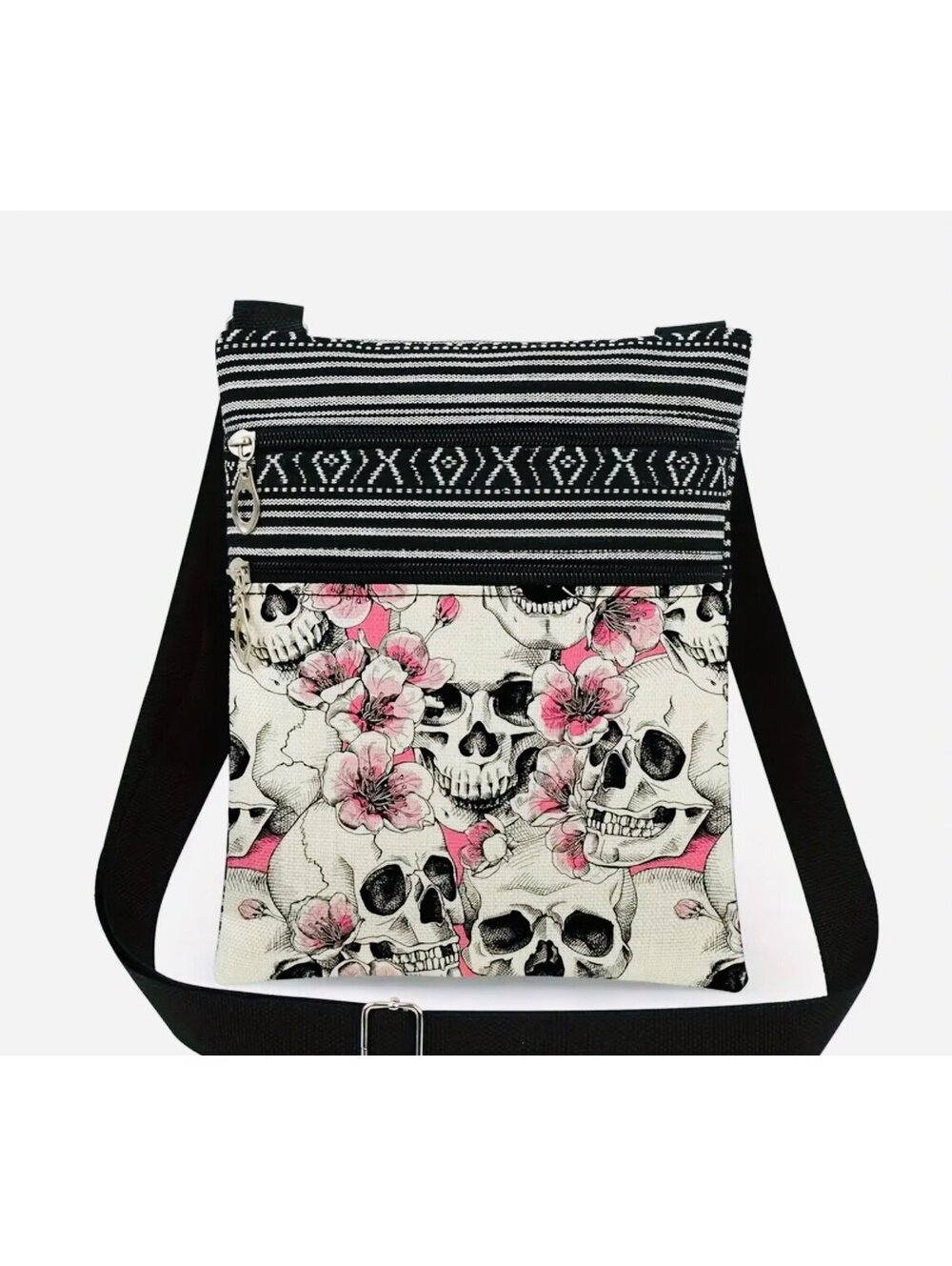 New - Fashion Skull Design Cross-Body - Sling Bag with Adjustable Straps
